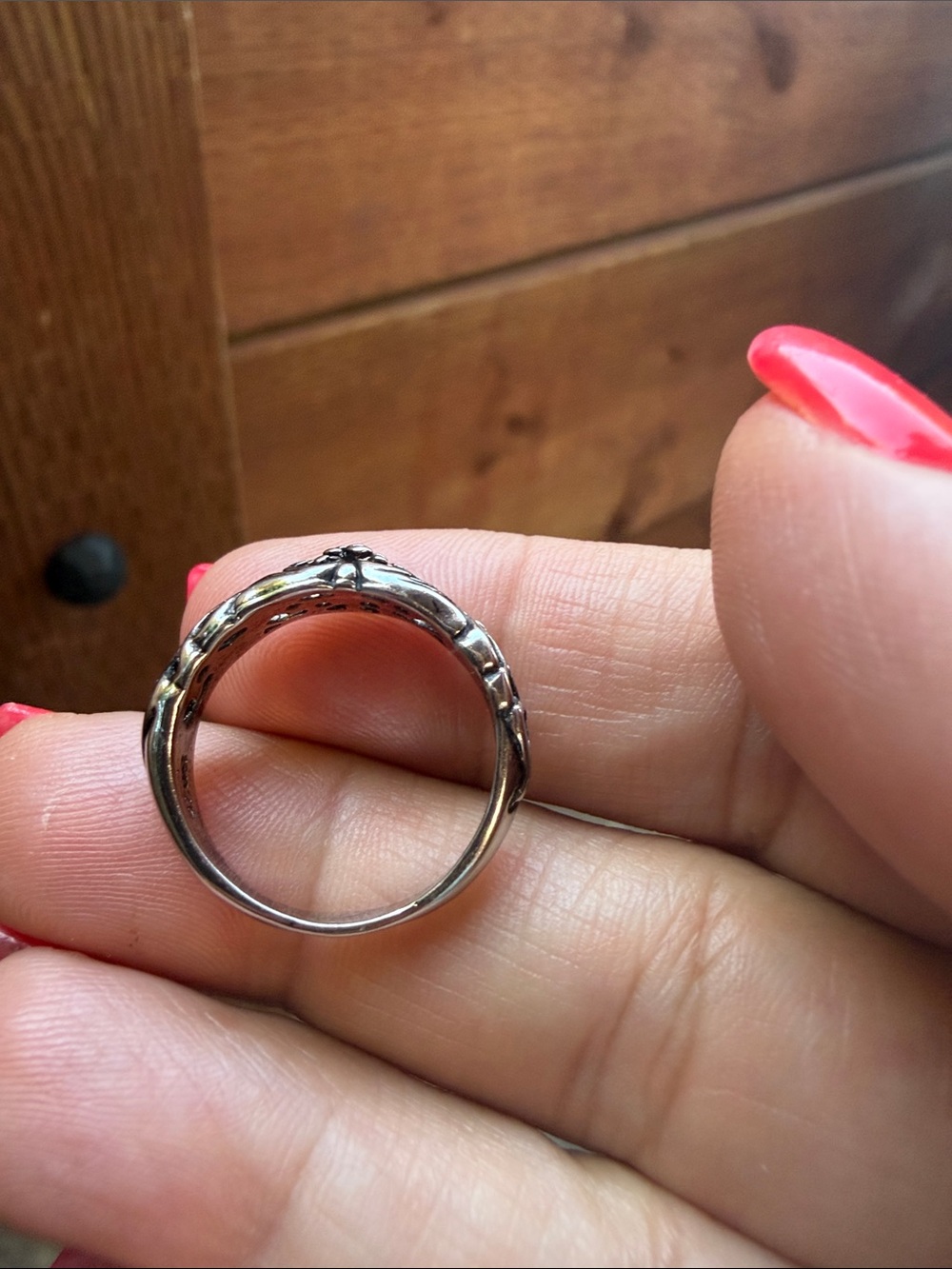 Intricate Floral Sterling-Style Silver Ring in Silver - Picture 2 of 3